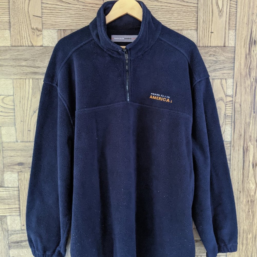 Perry Ellis Blue Sweater XXL 1/4 zip